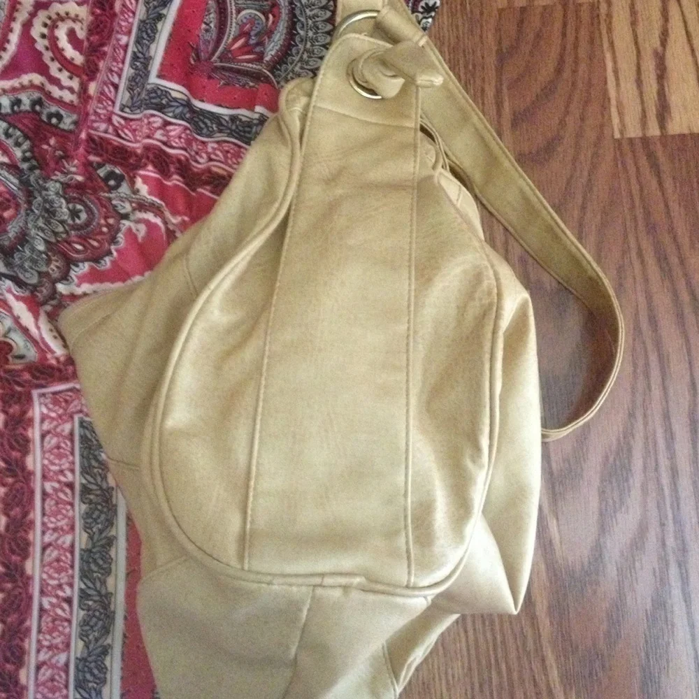 Faux leather hobo banana style handbag